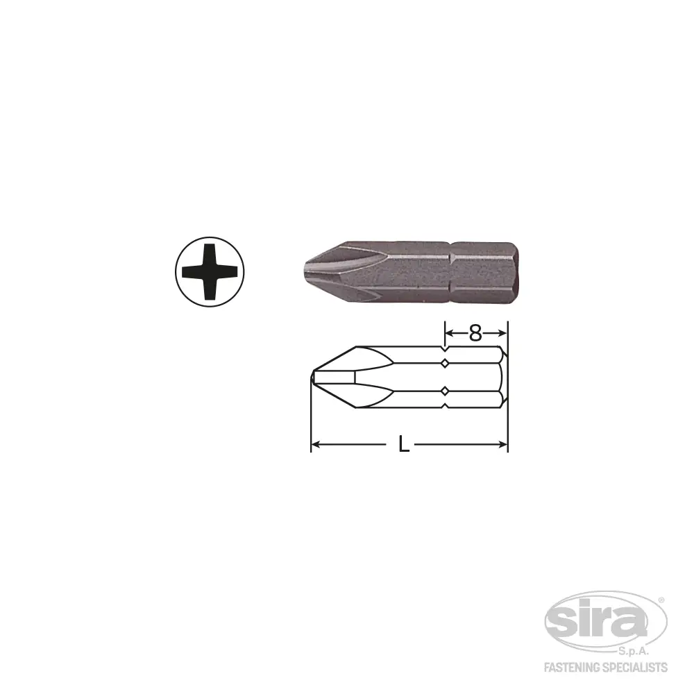 SIRA-SpA-vessel-bits-attacco-1-4Hex-C63-C25-impronta-phillips-inserto-potenza Attacco 1/4" HEX-C6,3 - immagine 1