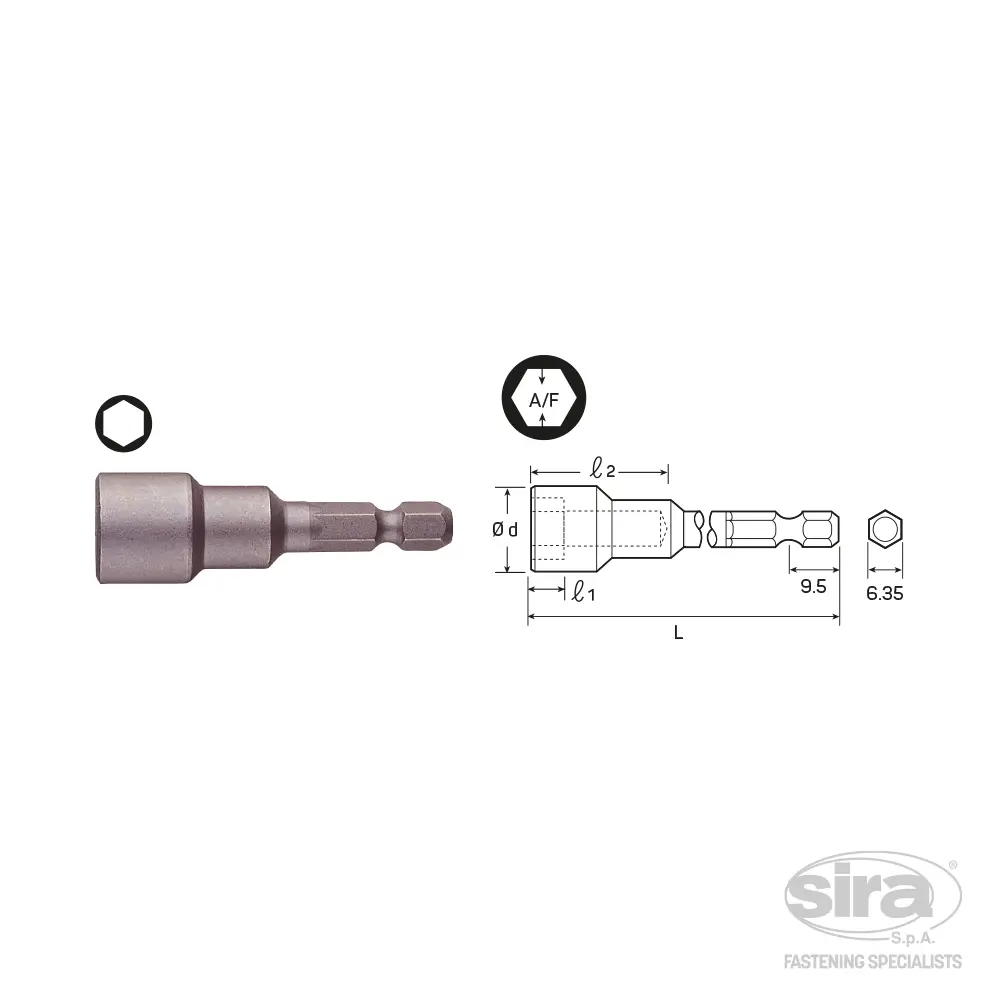 SIRA-SpA-vessel-bits-attacco-1-4Hex-E63-B35-bussola-esagonale Bit attacco 1/4" HEX-E6,3 B35 - immagine 1