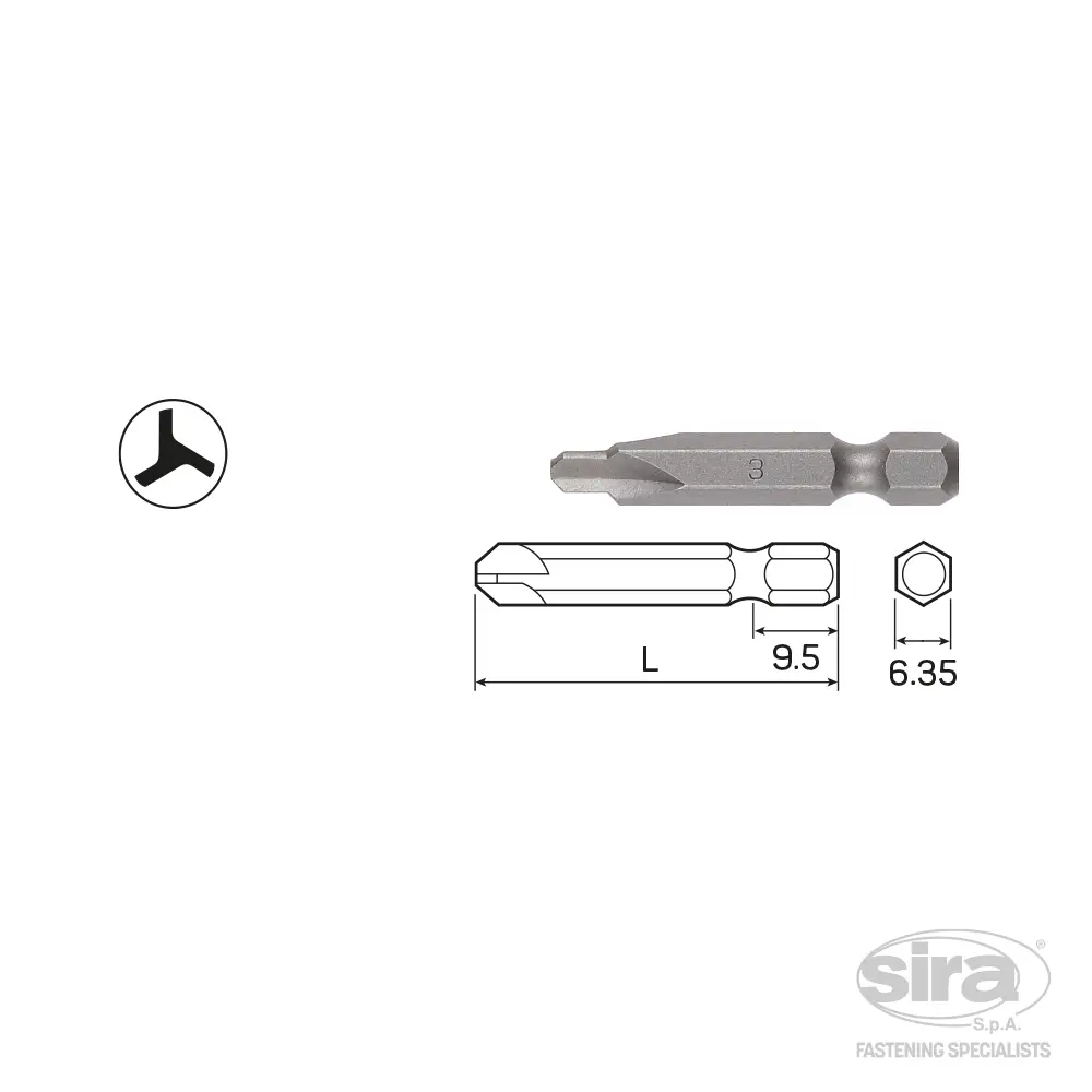 SIRA-SpA-vessel-bits-attacco-1-4Hex-E63-B35-impronta-3wing Bit attacco 1/4" HEX-E6,3 B35 - immagine 1