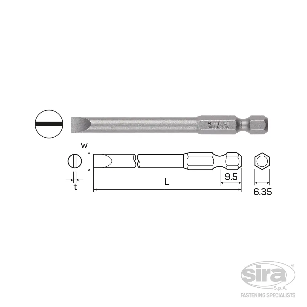SIRA-SpA-vessel-bits-attacco-1-4Hex-E63-B35-impronta-taglio Bit attacco 1/4" HEX-E6,3 B35 - immagine 1