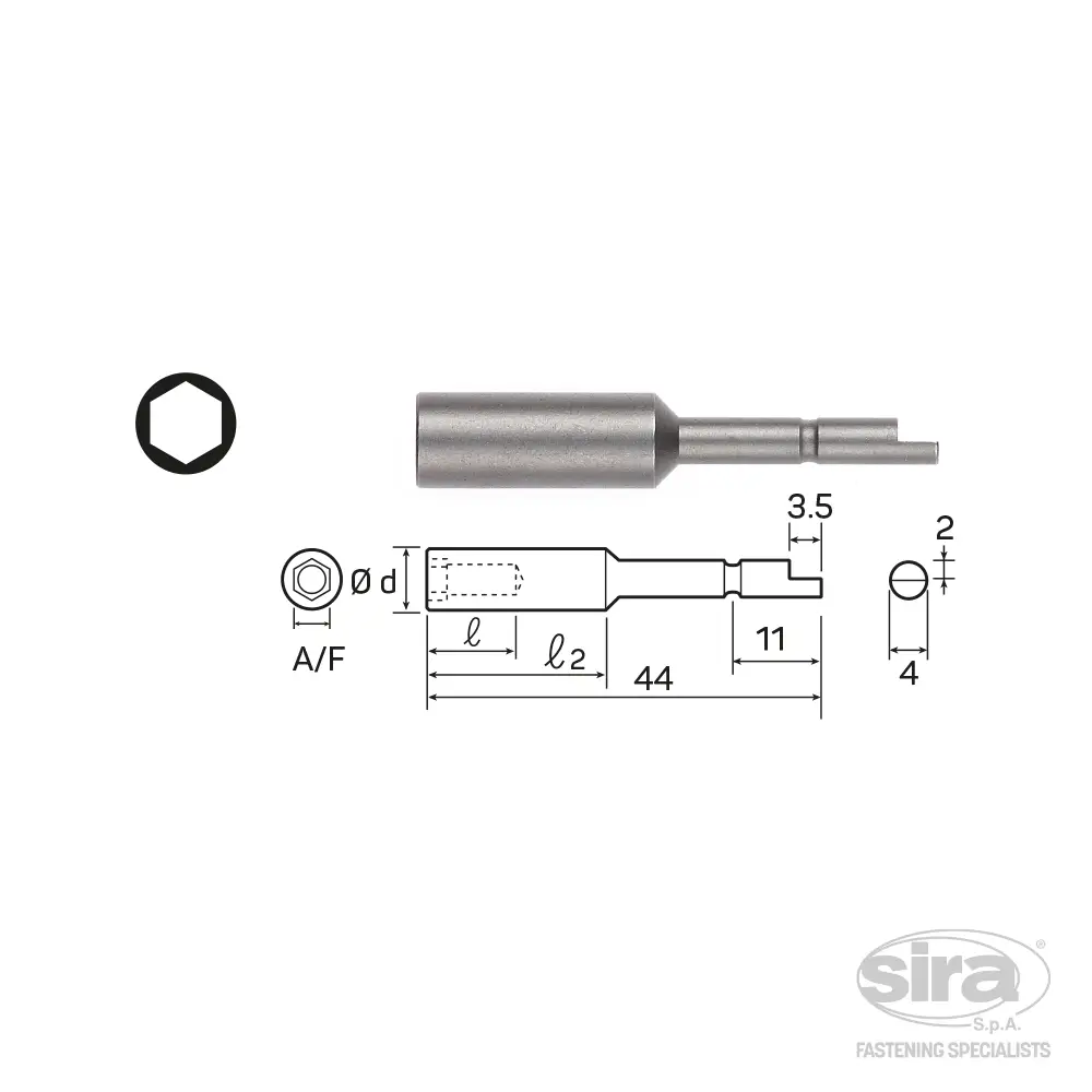 SIRA-SpA-vessel-bits-attacco-baionetta-4mm-D71-bussola-esagonale Bit attacco mezzaluna D71 - immagine 1