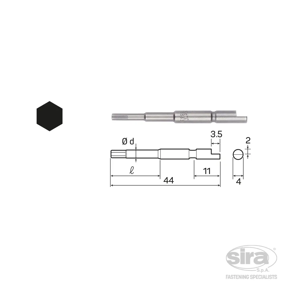 SIRA-SpA-vessel-bits-attacco-baionetta-4mm-D71-impronta-brugola Bit attacco mezzaluna D71 - immagine 1