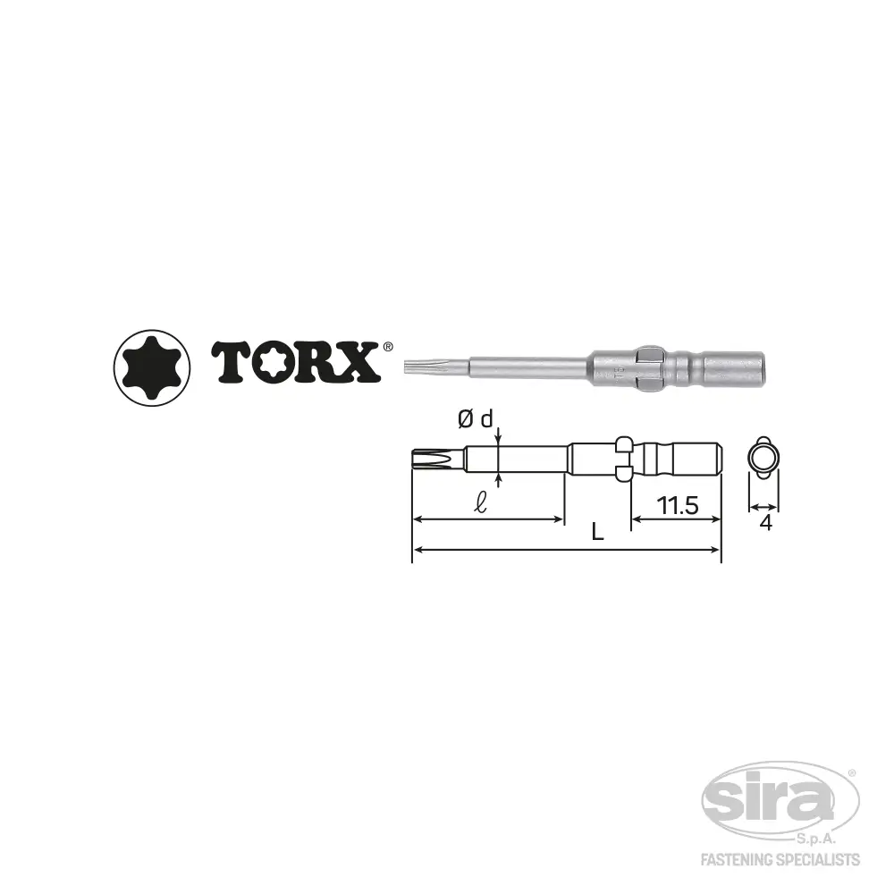 SIRA-SpA-vessel-bits-attacco-baionetta-4mm-D73-impronta-torx Bit attacco baionetta D73 - immagine 1